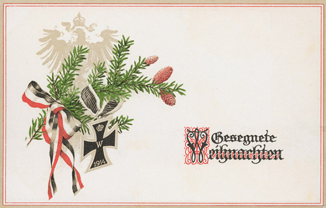 Eine deutsche Weihnachtspostkarte aus dem Jahr 1914