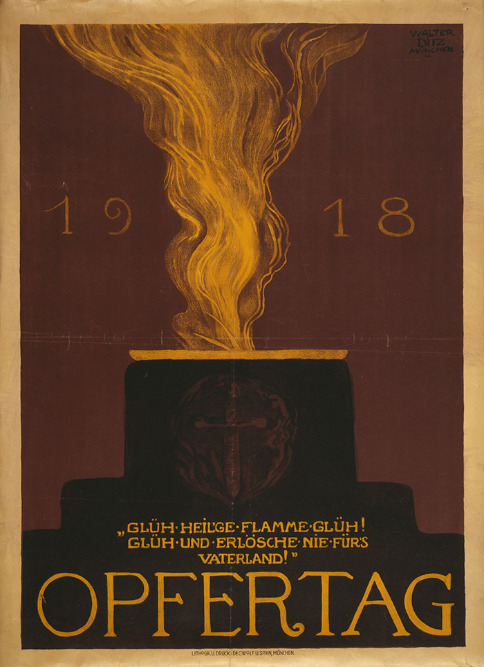 Ein deutsches Plakat für den Opfertag 1918 appelliert an den Patriotismus der Bevölkerung